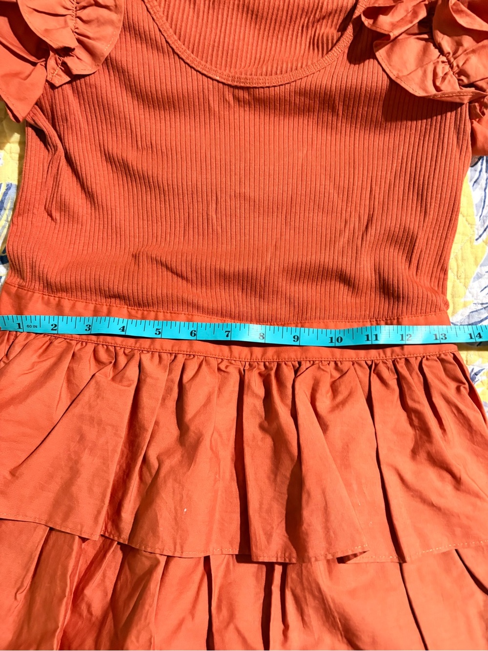 Ulla Johnson Orange Ruffled Tiered Dress for Kids - Picture 6 of 9